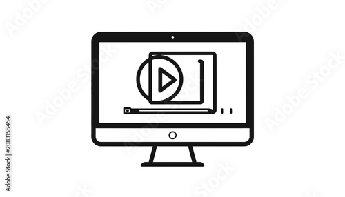 Computer monitor with play button.