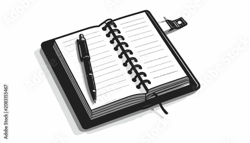 Black pen on spiral notebook pages.