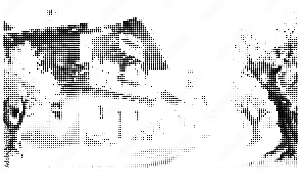 Fototapeta premium Dots forming two human heads facing each other with question and idea symbols