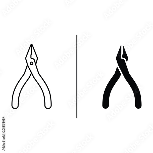 Fotografie Black and white nail clippers icons on transparent background