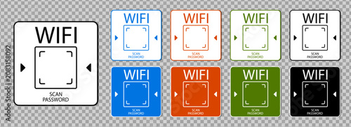 Photos Wifi free password zone with a strong signal vector icon and logo sticker or sign symbol