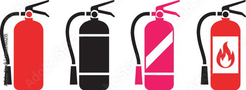 Konstfotografi Fire extinguisher icon set representing workplace safety and fire protection, cl