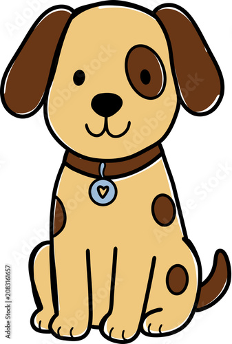 Cute Cartoon Dog Clipart Set with Playful Puppy Characters, Floral Patterns, Sweater, Bow, and Collars on White Background