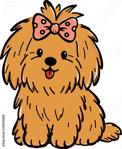 Cute Cartoon Dog Clipart Set with Playful Puppy Characters, Floral Patterns, Sweater, Bow, and Collars on White Background