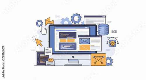 Digital interface with code data and interactive elements