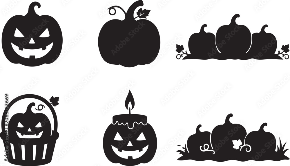 Obraz premium halloween pumpkin set