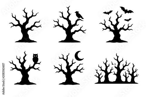 Spooky silhouettes icon sheet
