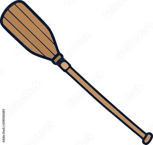 Foto Minimalist wooden boat paddle vector illustration isolated on a solid black background - Graphic design element for nautical and outdoor adventure themes