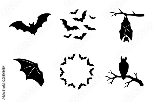 Halloween bat icon set design