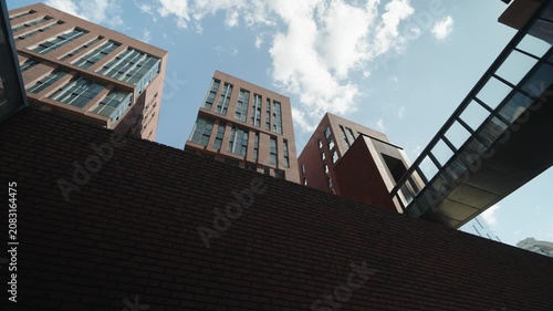 A modern rich luxury residential complex in a picturesque location. Dolly camera