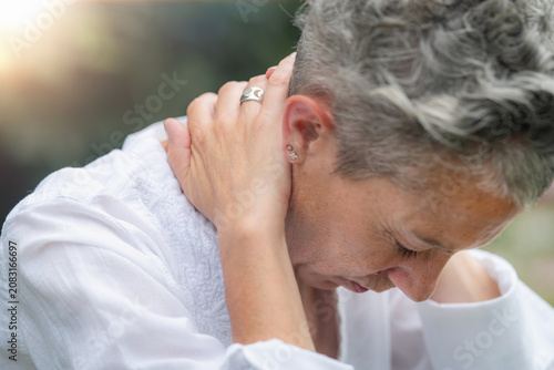 Mindful neck and shoulder self-healing exercise focused on easing stress and tension, improving relaxation, encouraging natural recovery, and enhancing overall physical and emotional well-being.