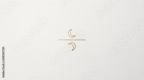 Minimalist golden crescent moon celestial line art design representing balance and duality concept