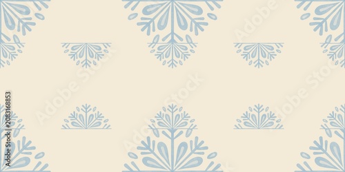 Seamless watercolour and unique snow flakes pattern background for covers, notes, Soft backgrounds colour. Watercolour art work. snow flakes pattern background for winter vibes.