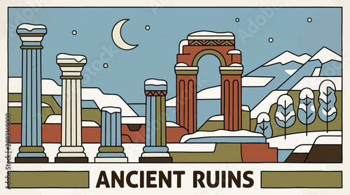 Photos Ancient ruins landscape winter scene