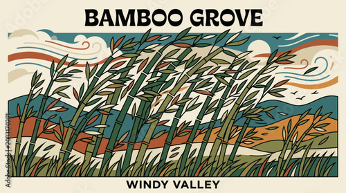 Canvastavla Bamboo field swaying in wind