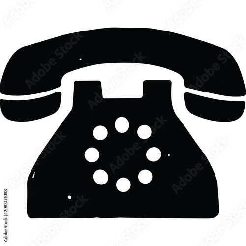 Tableau sur toile Vintage rotary dial telephone silhouette in black.