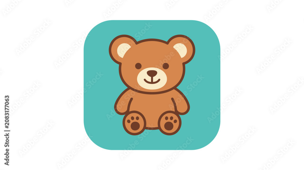 Obraz premium Cute brown teddy bear sitting on a blue-green background.