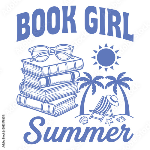 Book Girl Summer Funny Retro Beach Reading Bookworm