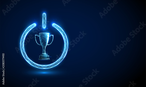 Photos 3D blue power button with sport cup