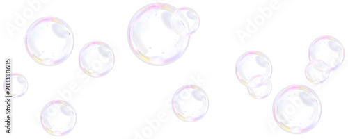Fresh transparent soap bubbles PNG overlay texture. Clustered clear soap bubbles isolated on transparent background, smooth rounded bubble forms with glossy reflections and soft effects.