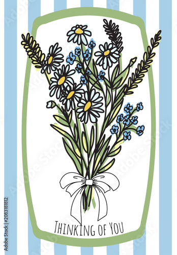 A charming card with a bouquet of flowers in a minimalist style. The card features a simple and touching message: 