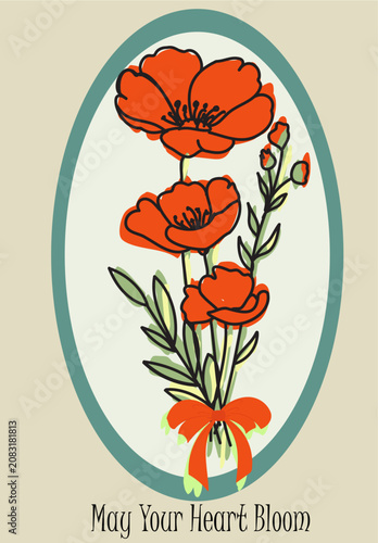 A charming card with a bouquet of flowers in a minimalist style. The card features a simple and touching message: 