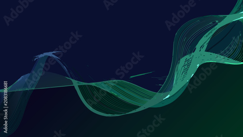 Fotografie Wireframe wave with layered lines and gradients a digital vector illustration on