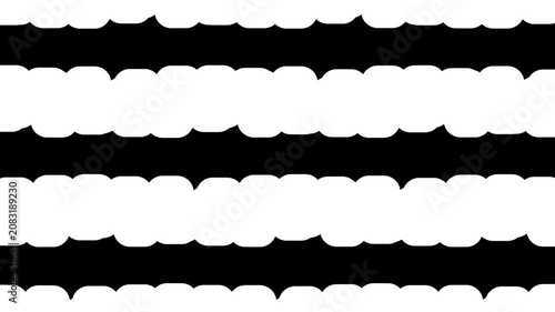 Abstract seamless pattern with horizontal wavy white stripes on a black background 4K Motion video