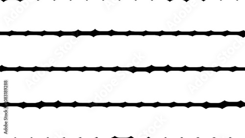 Black horizontal wavy lines pattern with a rough hand drawn texture on a simple graphic design background 4K Motion video