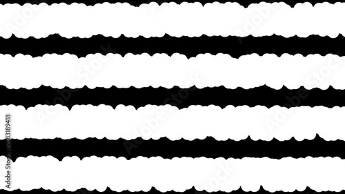 Seamless pattern with hand drawn thick horizontal wavy white lines on a black background 4K Motion video