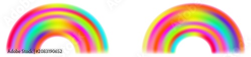 фотографія Set of vibrant neon striped rainbow arches pair isolated on transparent background