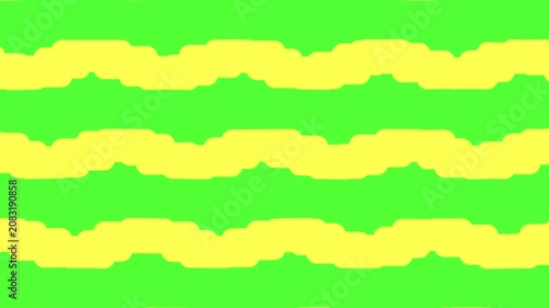 Abstract background with horizontal wavy yellow lines on a bright green texture 4K Motion video
