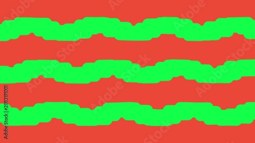 Abstract wavy lines pattern with green brush strokes on a bright orange background 4K Motion video