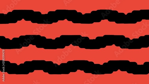 Black wavy stripes pattern on a vibrant orange background 4K Motion video