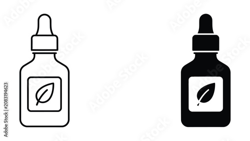 Tableau sur toile Professional Minimal Vector Icon Dropper bottle with organic leaf symbol for nat