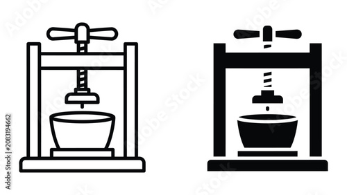 Foto Professional Minimal Vector Icon Press machine for oil extraction or industrial