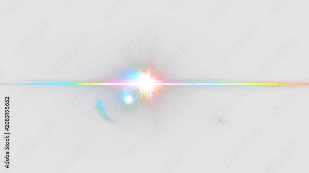 Obraz premium Light burst on transparent background creates colorful visual effect with a mix of soft and strong contrasts