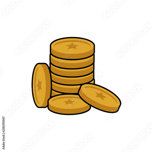 Stack of gold coins with stars