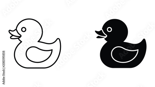 Tablou pe pânză Professional Minimal Vector Icon Rubber duck toy icon in line and solid style Ed