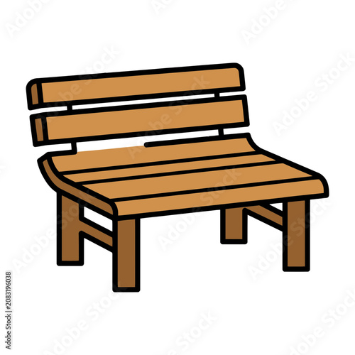 Wooden park bench illustration