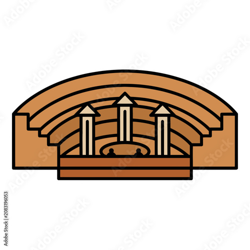 Abstract Architectural Structure with Arches and Towers