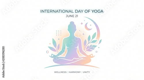 International Day of Yoga June 21 Meditation Wellness and Mindfulness Vector Illustration
