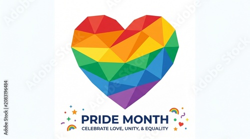 Pride Month Rainbow Heart Celebrating Love Diversity Equality and Inclusion Vector Illustration