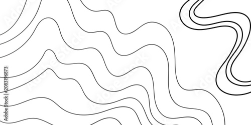 Abstract Geometric Flowing Wavy Lines on White Background