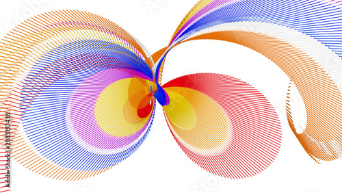 Vibrant abstract colorful wireframe swirls of image
