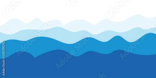 Sea waves layered vector background illustration and sea beach vector illustration.