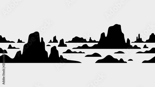 Fotografía Abstract silhouetted mountain range landscape