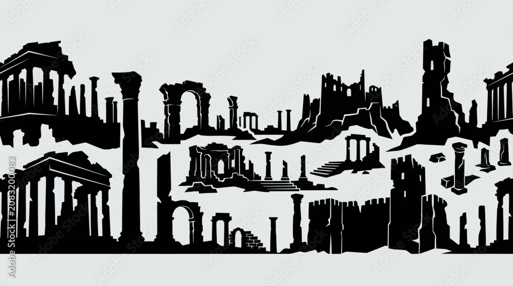 Obraz premium Ancient ruin architecture silhouette