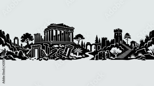 Tableau sur toile Ancient civilization landscape silhouette