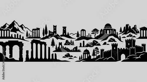 Bild auf Leinwand Ancient civilization skyline silhouette